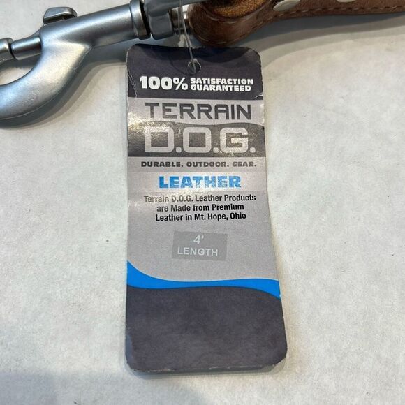 NEW Terrain D.O.G. Leather Leash 4' x 1" Brown Russet - Picture 2 of 5